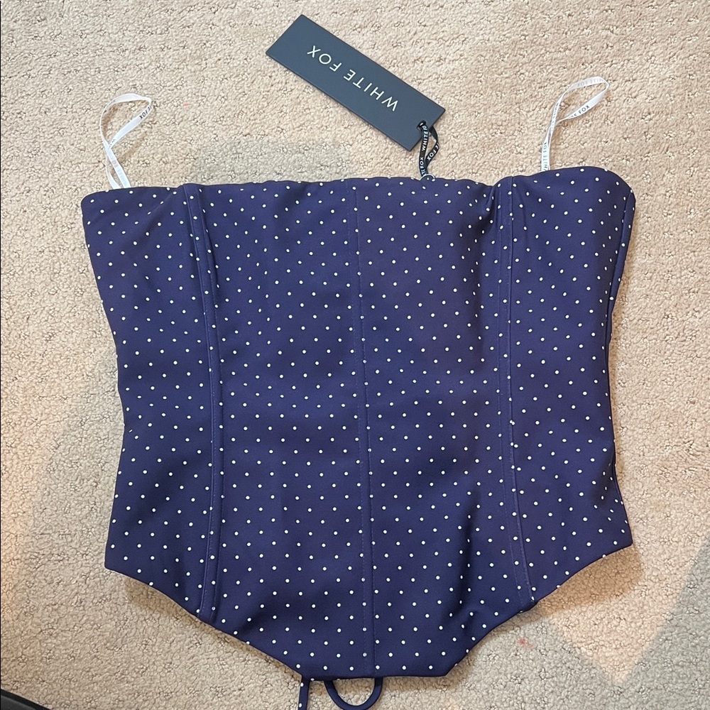 white fox boutique let it go strapless bustier polka
